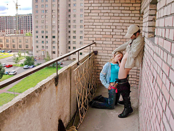 Public Blow Job on the Balcony